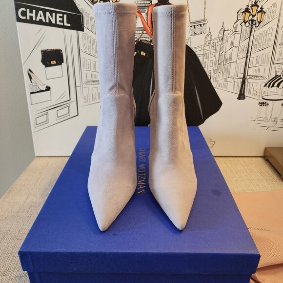 STUART WEITZMAN Women's Stuart 100 Stretch Bootie Cloud Suede Leather Sz 9.5B - Picture 5 of 6